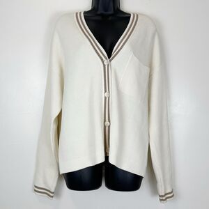 ALO Yoga - Tennis Club Sweater Cardigan Ivory/Gravel Women’s Size M/L